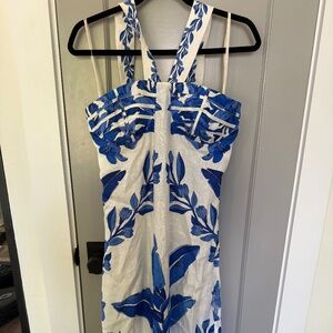 Farm Rio Blue Botanical Maxi Dress – Size Large, NWT
